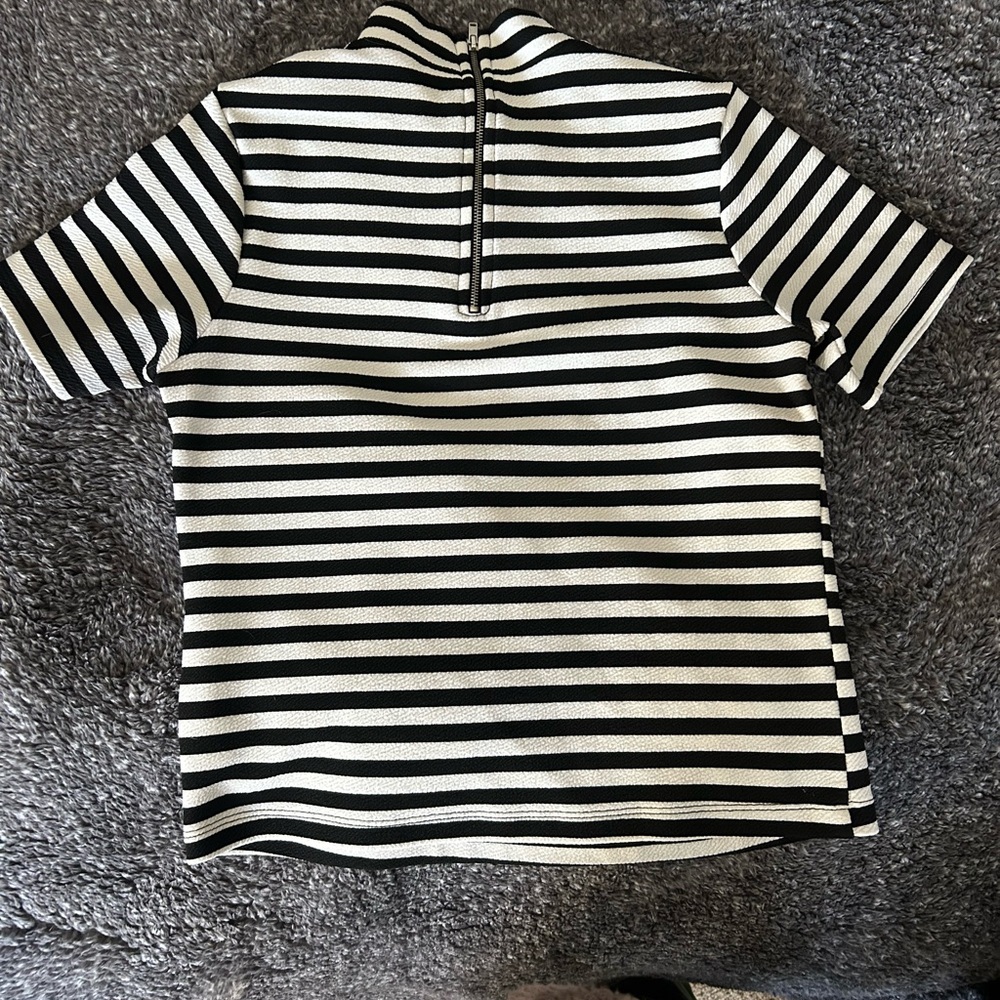 black and white striped top